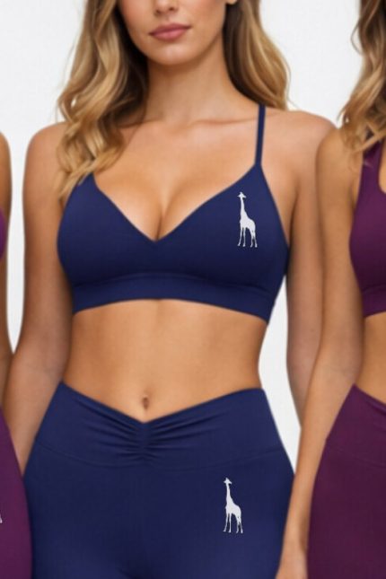 Top deportivo de tirantes finos color navy, colección noctra, girafe