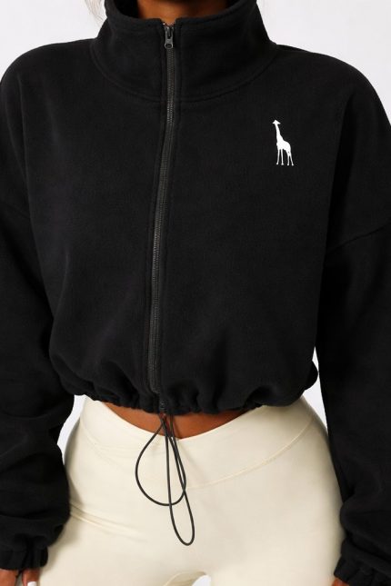 Teddy Cozy jacket black, chaqueta deportiva mujer