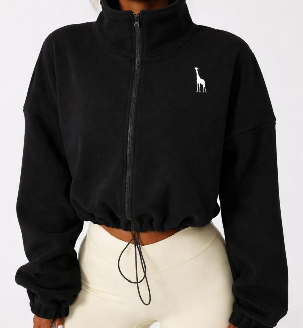 Teddy Cozy jacket black, chaqueta deportiva mujer